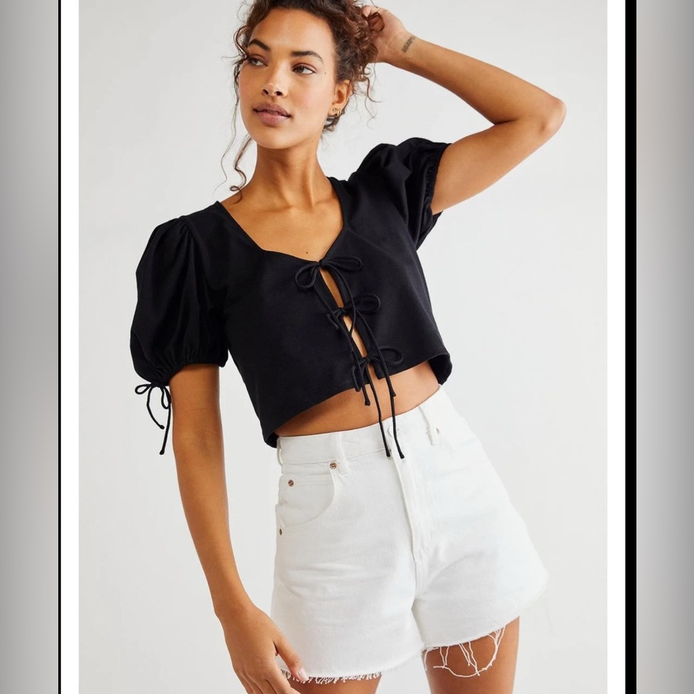 Free People Kitty Top Black Size Large